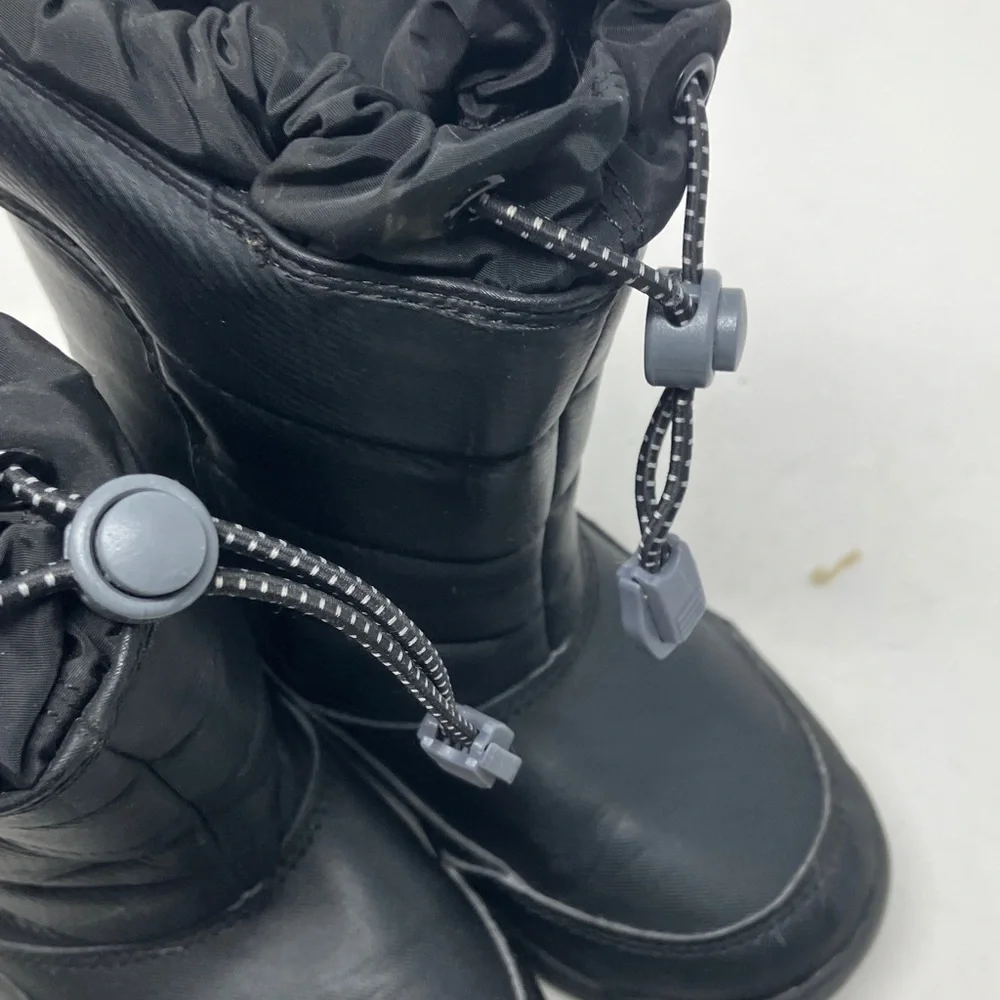Lands’ End Youth Black Winter Boots US 11M – Hook & Loop, Drawstring Top